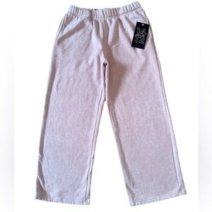 1412 Women Size S Baby Pink Wide Cotton Sweatpants New Fleece Inside Warm Pocket